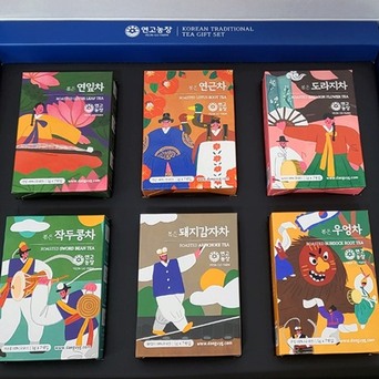 몸과 마음이 따듯해지는 한국 전통차 선물세트 6종 (연근차, 작두콩차, 돼지감자차, 연잎차, 우엉차, 도라지차)