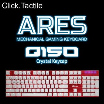키보드 ARES Q150 크리스탈 키캡 LED 레드 청축 기계식 게이밍 사무용 인체공학 커스텀 청축 적축 갈축 비