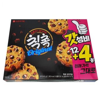 롯데제과(주) / 경기도 평택시 [해외] LT916 롯데 칙촉 오리지널 240g 롯데칙촉 칙촉티라미수 칙촉소 칙촉크림치즈 초콜릿덩어리칙촉