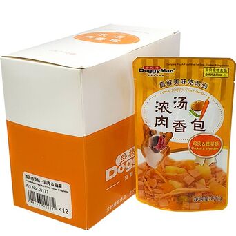 강아지장난감 도기맨 완소 파우치 80g 치킨 베이스 치킨 야채 12개 강아지집 강