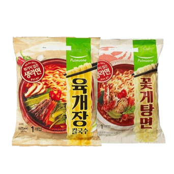 풀무원 풀무원 육개장칼국수4봉+꽃게탕면4봉 생면2종 8봉세트